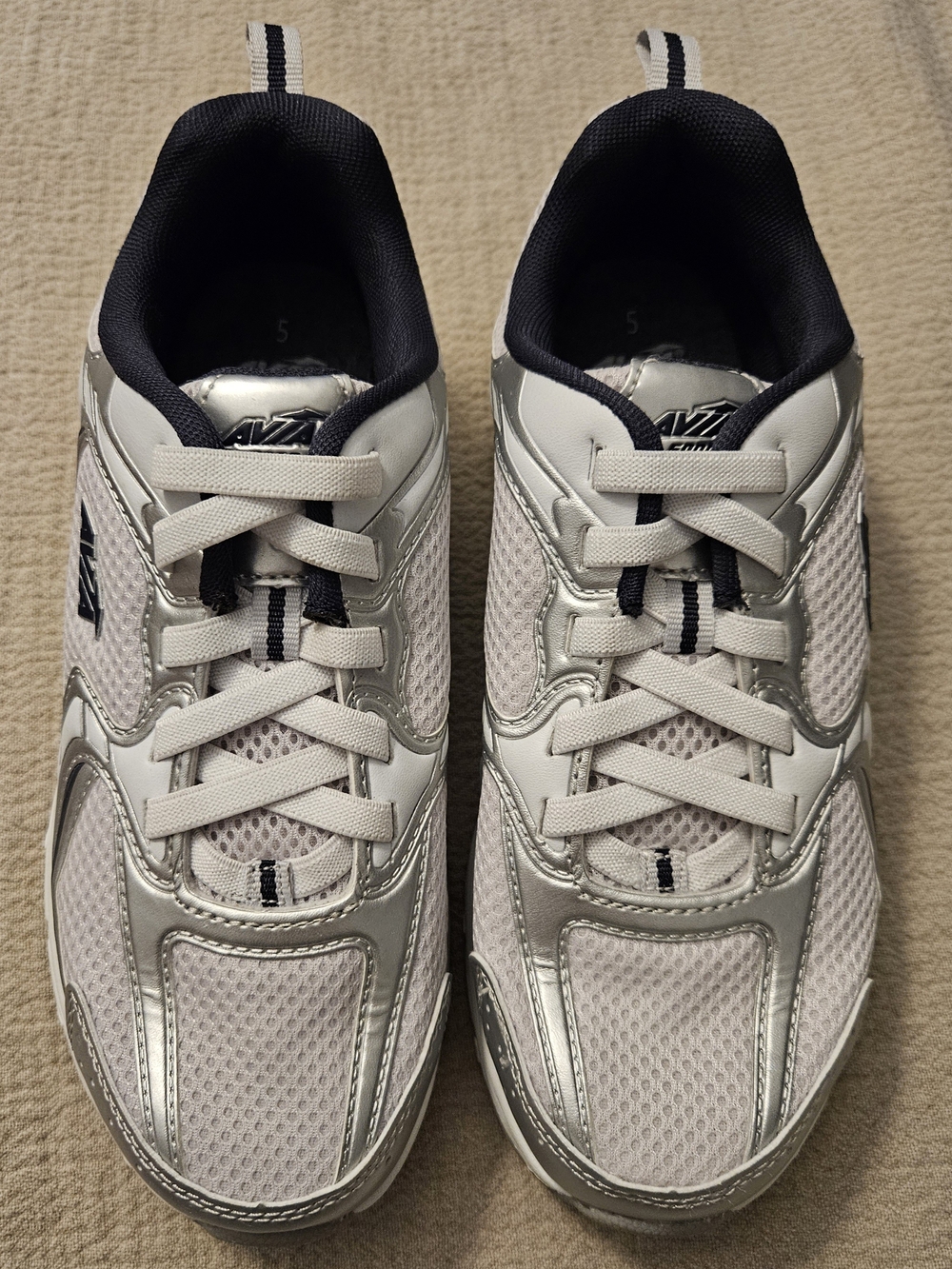 Avia Youth Boy White and Silver Athletic Slip OnSneakers